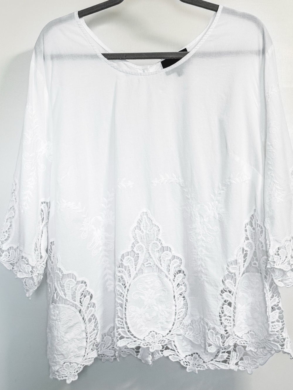 Cynthia Rowley Woman White Embroidered Cotton Top 2X Lace Trim